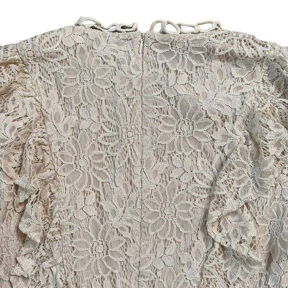 The Clothing Company Cream Lace Romantic Peplum Top Bell Sleeves Small - Picture 7 of 7